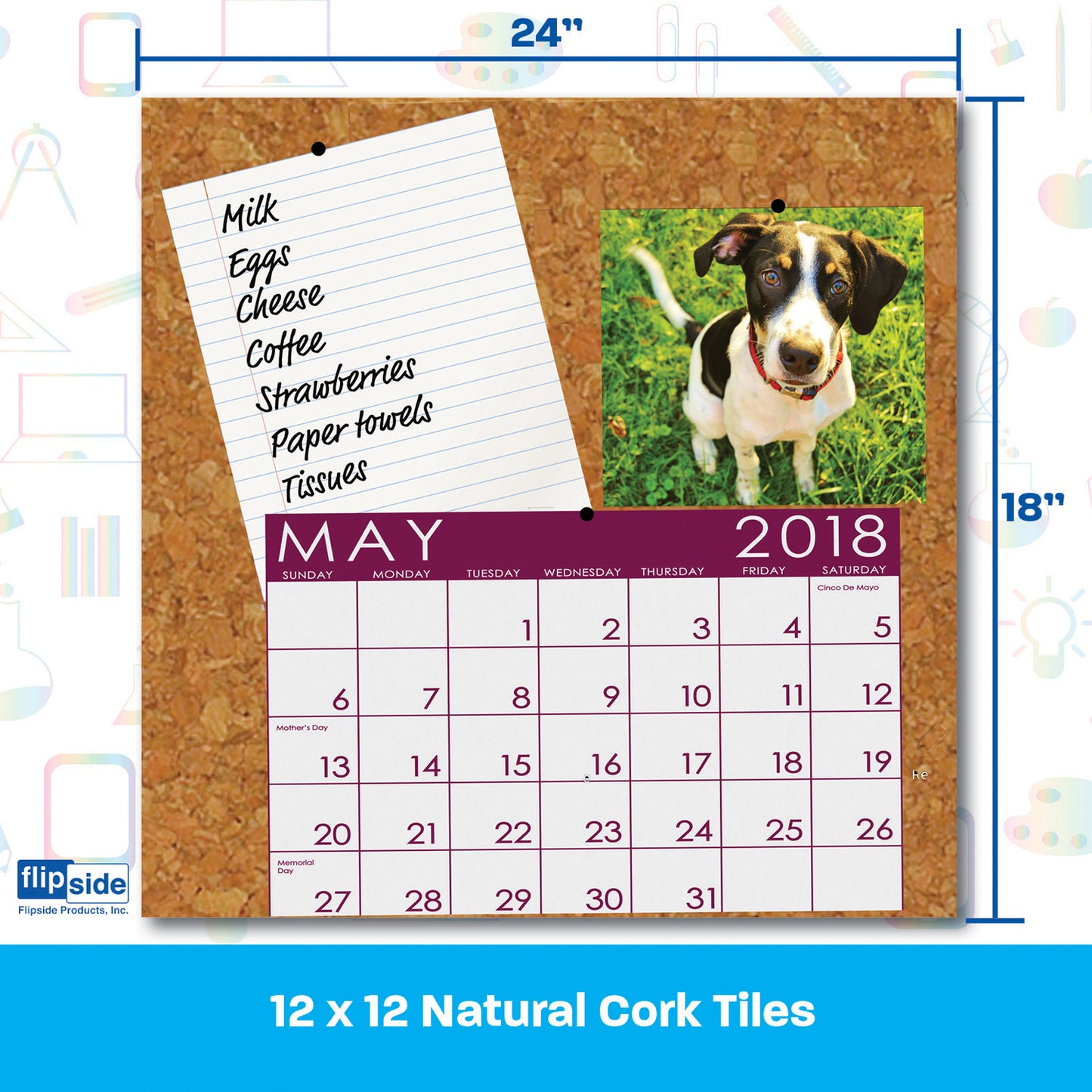 Cork Tiles, 6" x 6", Set of 4