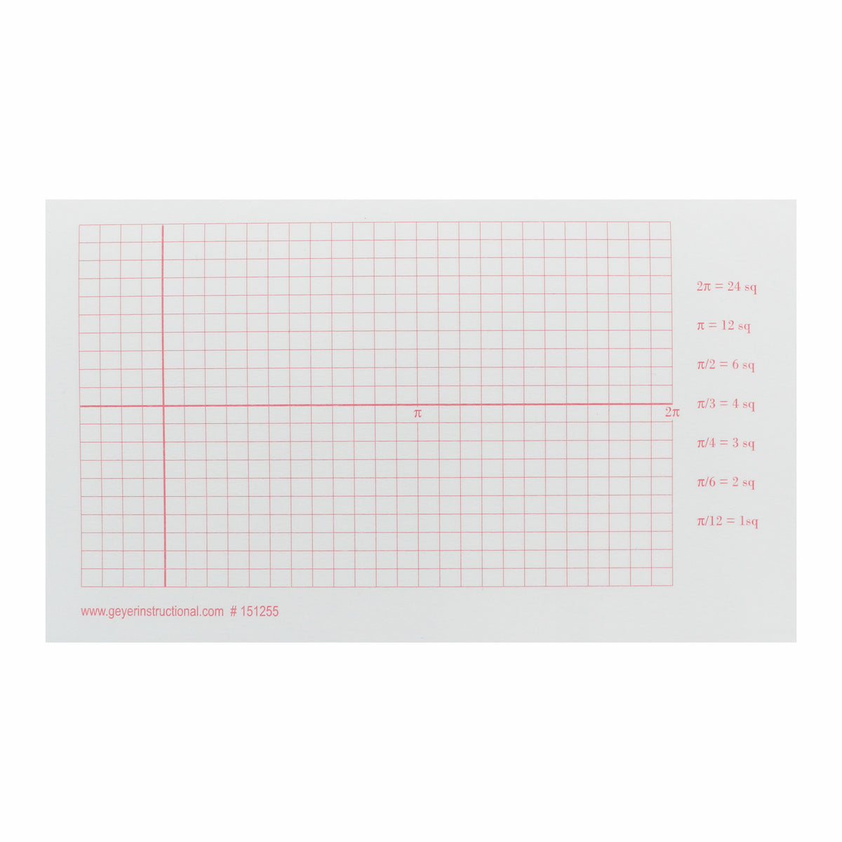 Graphing 3M Post-it® Notes, 3" x 5", Trigonometry Grid, Radian, 3 Pads