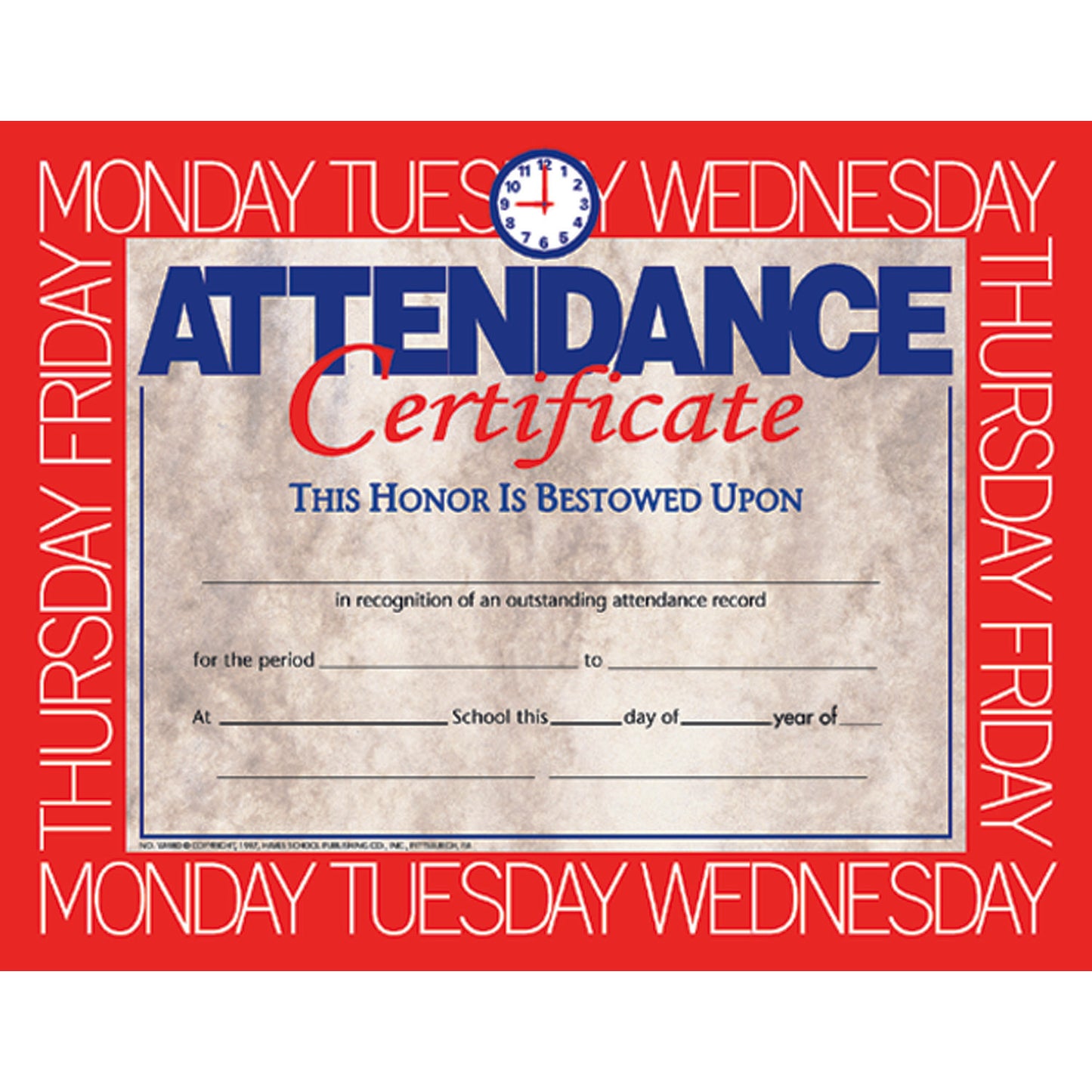 Attendance Certificate, 8.5" x 11", Pack of 30