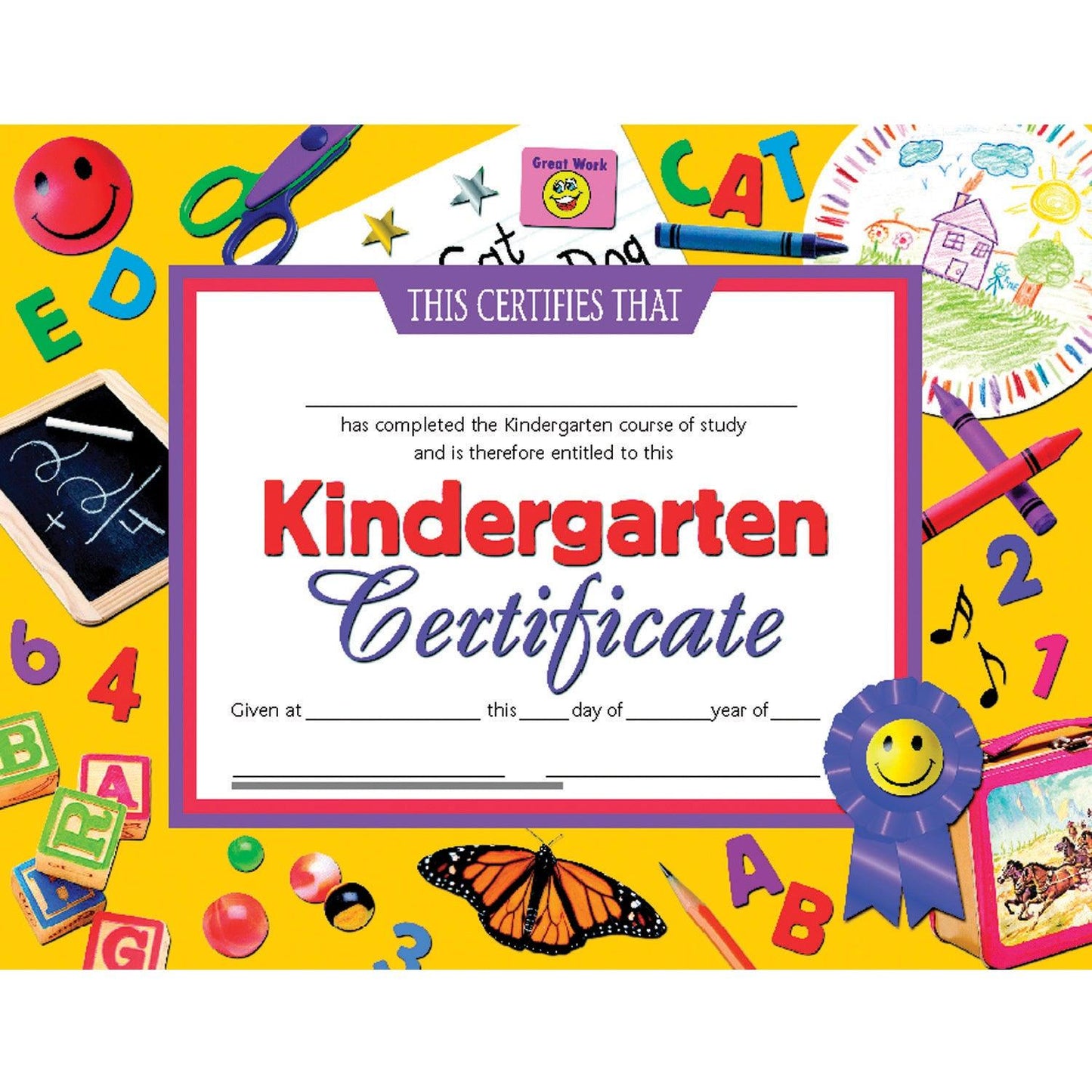 Kindergarten Certificate, 8.5" x 11", 30 Per Pack, 3 Packs - Loomini