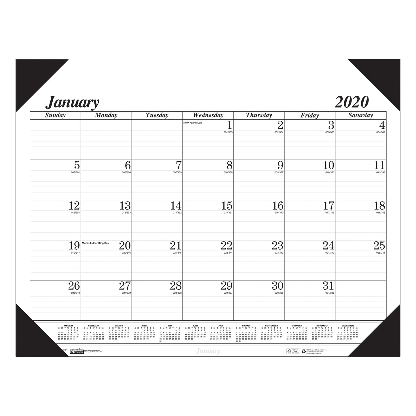 Academic Economy Desk Pad, 12 months, January-December