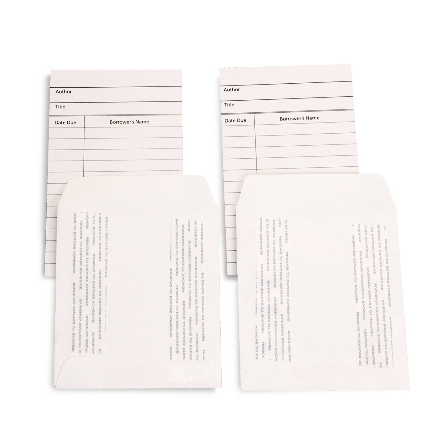 Library Cards & Self-Adhesive Pockets Combo, White, 30 Each/60 Pieces