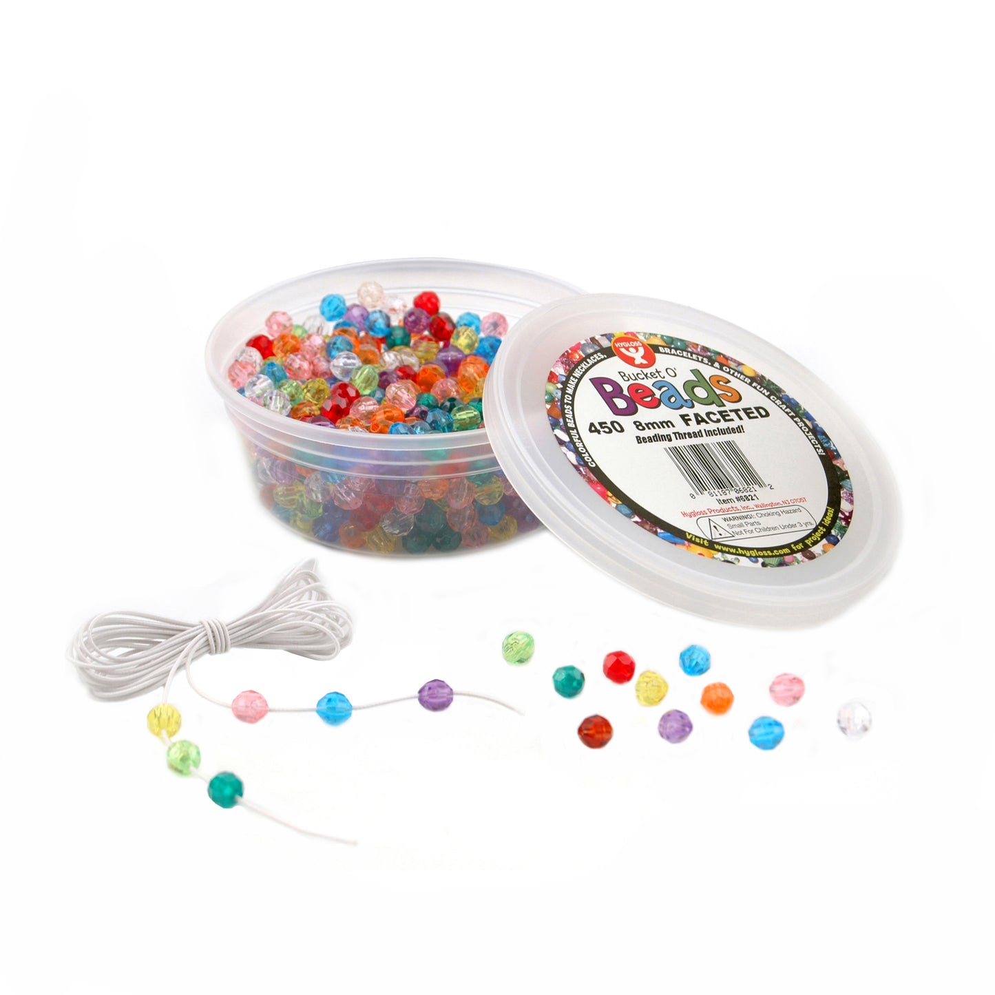Bucket O’ Beads, Faceted, Translucent Assorted, 8 mm, Pack of 450