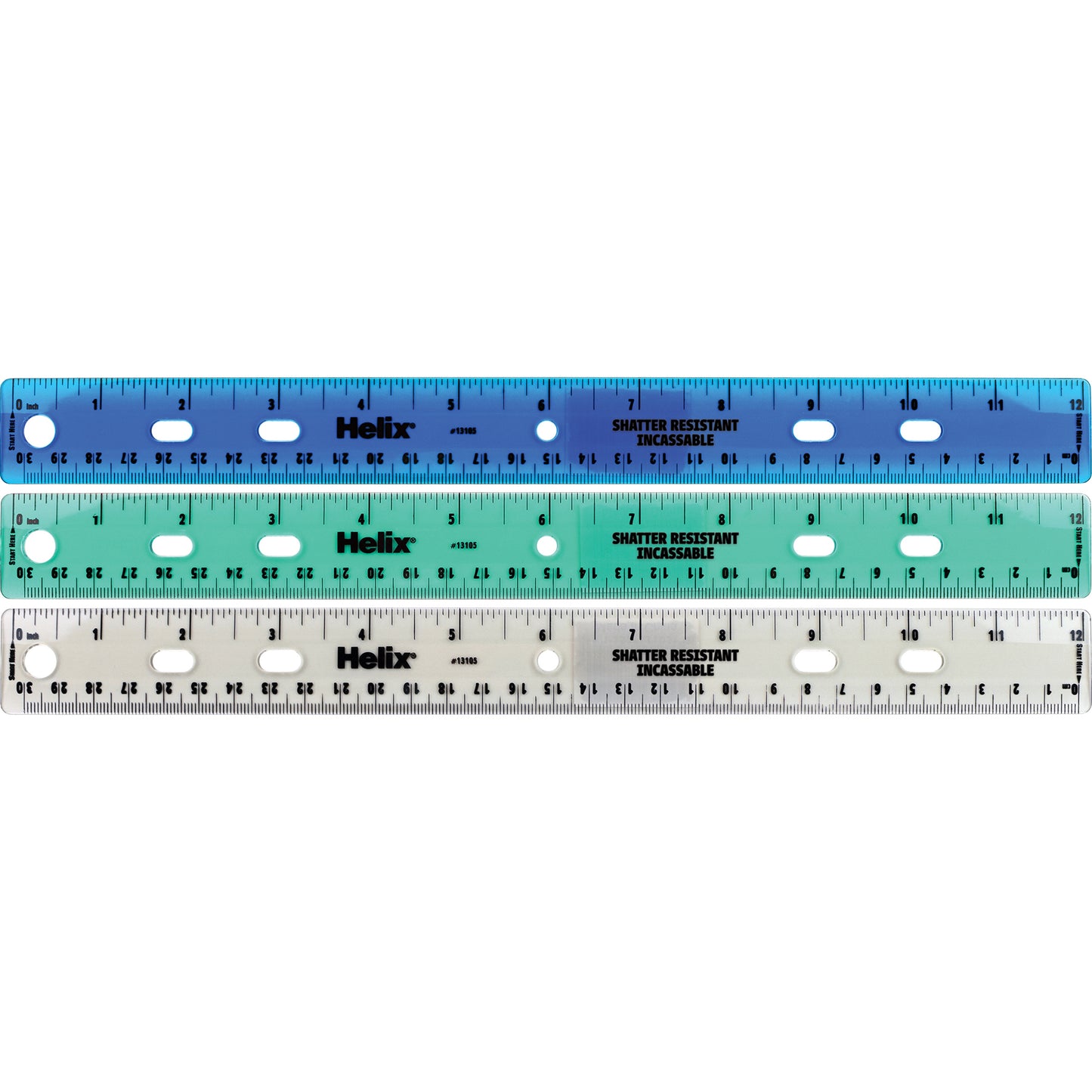Shatter Resistant Ringbinder Ruler 12" / 30cm