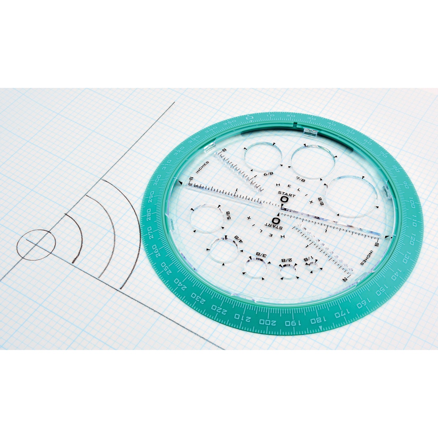 Angle & Circle Maker with Integrated Circle Templates, 360 Degree, 6 Inch/15cm, Assorted Colors