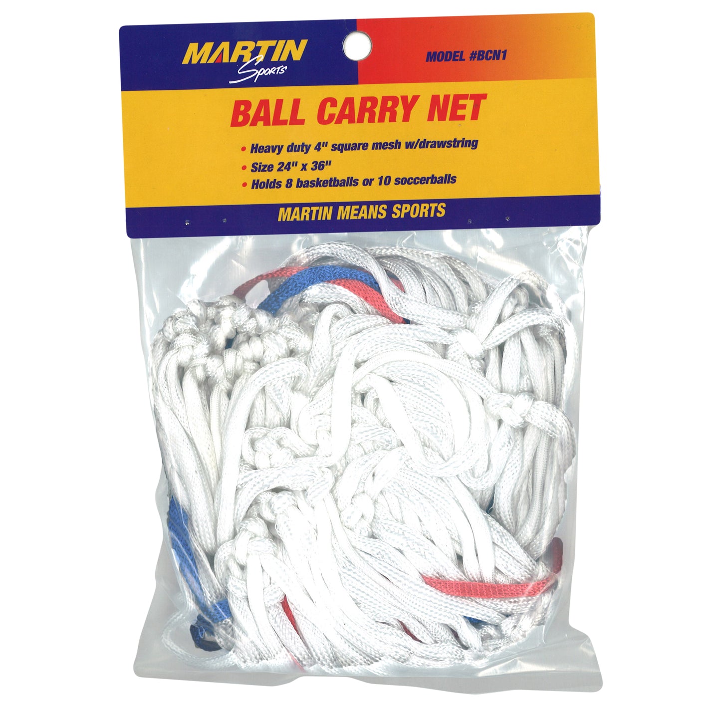 Ball Carry Net Bag with Drawstring, 24" x 36"