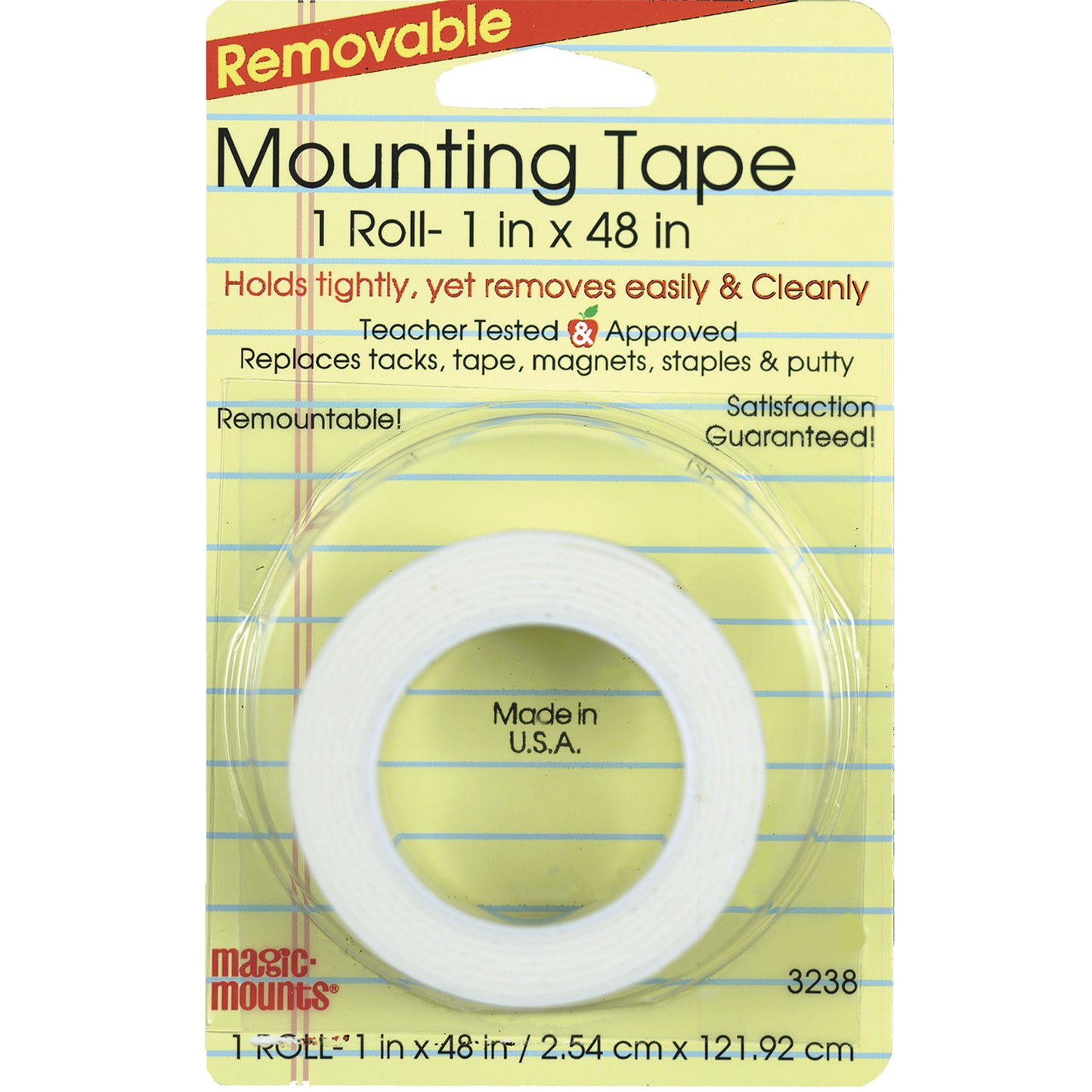 Removable Mounting Tape, 1" x 48" Roll