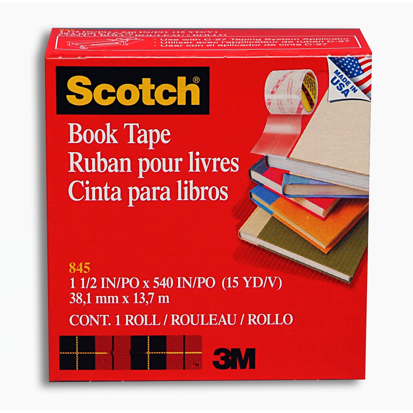 Book Tape, 1-1/2 in x 15 yd Roll