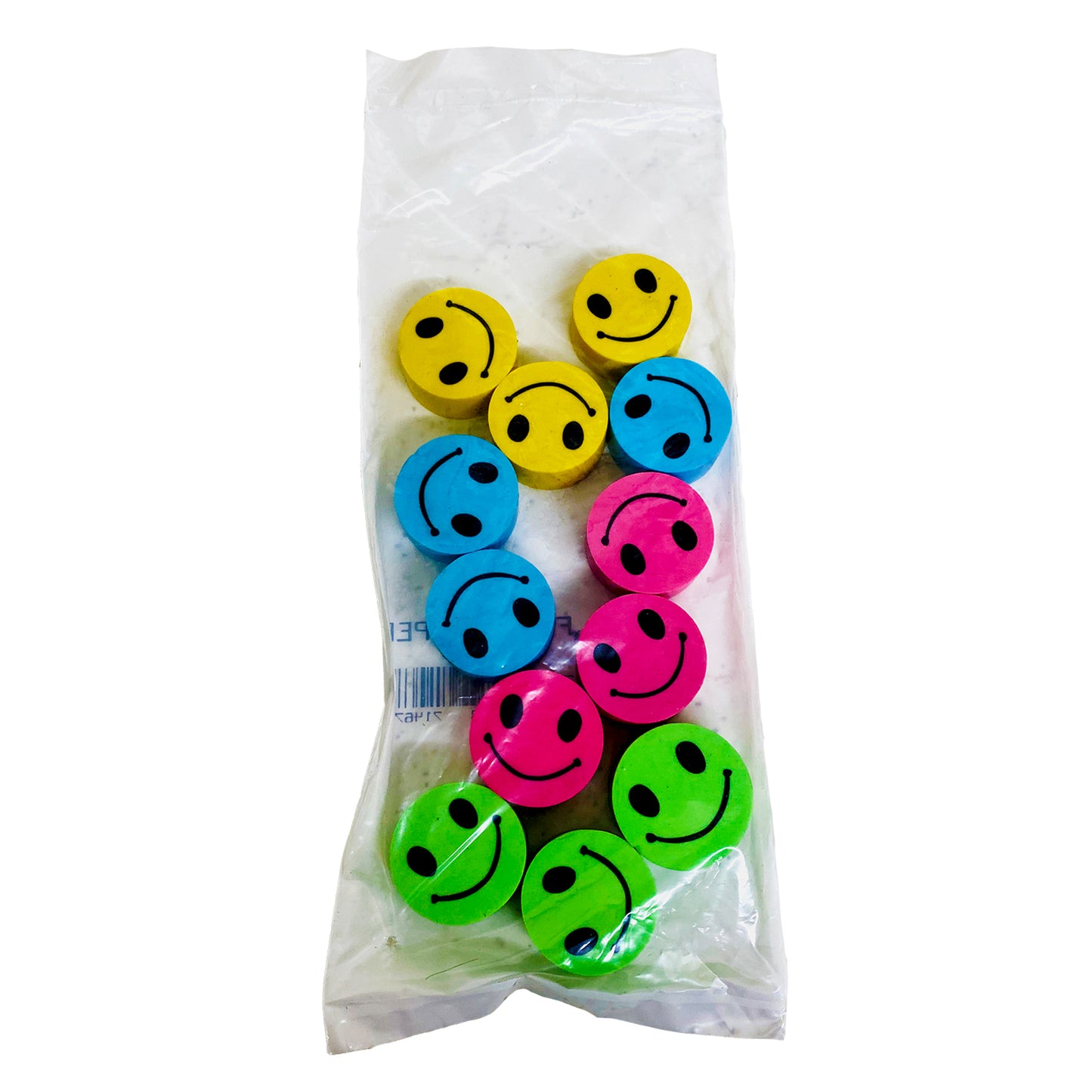 Happy Face Pencil Topper Erasers, Pack of 12