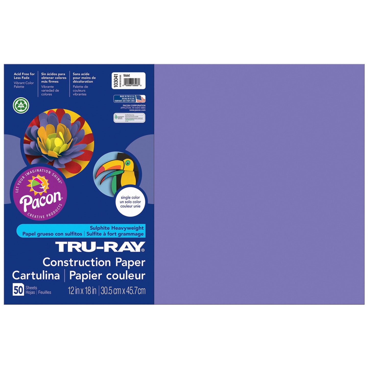 Construction Paper, Violet, 12" x 18", 50 Sheets