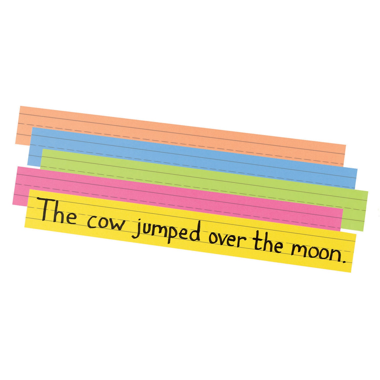Super Bright Sentence Strips, 5 Assorted Colors, 1-1/2" Ruled 3" x 24", 100 Strips