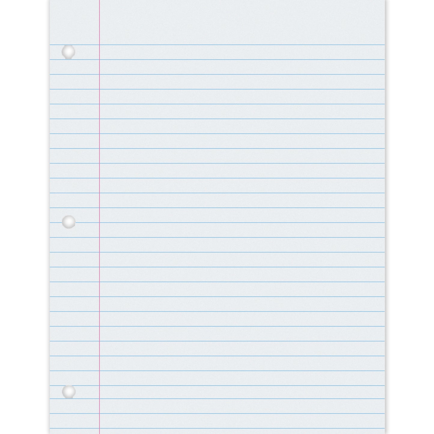 Composition Paper, White, 3-Hole Punched, Red Margin, 3/8" Ruled, 8-1/2" x 11", 500 Sheets