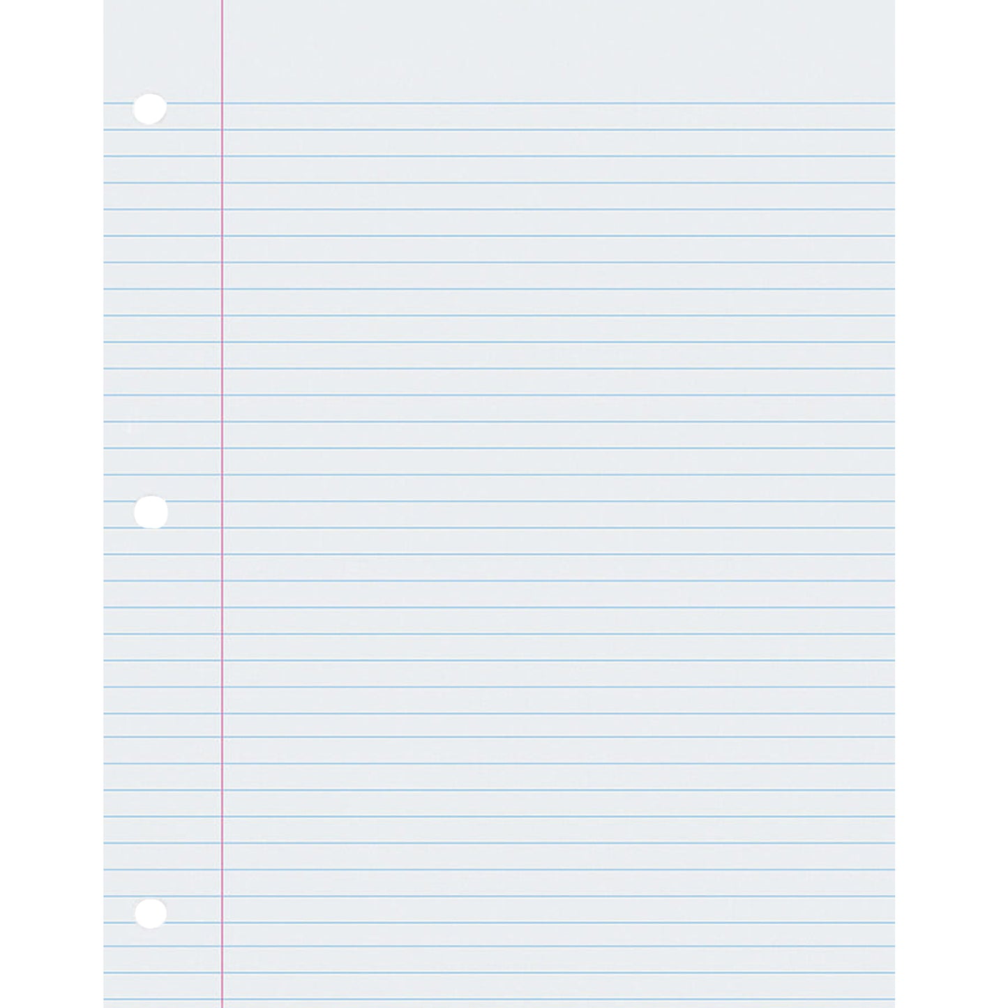 Composition Paper, White, 3-Hole Punched, Red Margin, 9/32" Ruled, 8-1/2" x 11", 500 Sheets