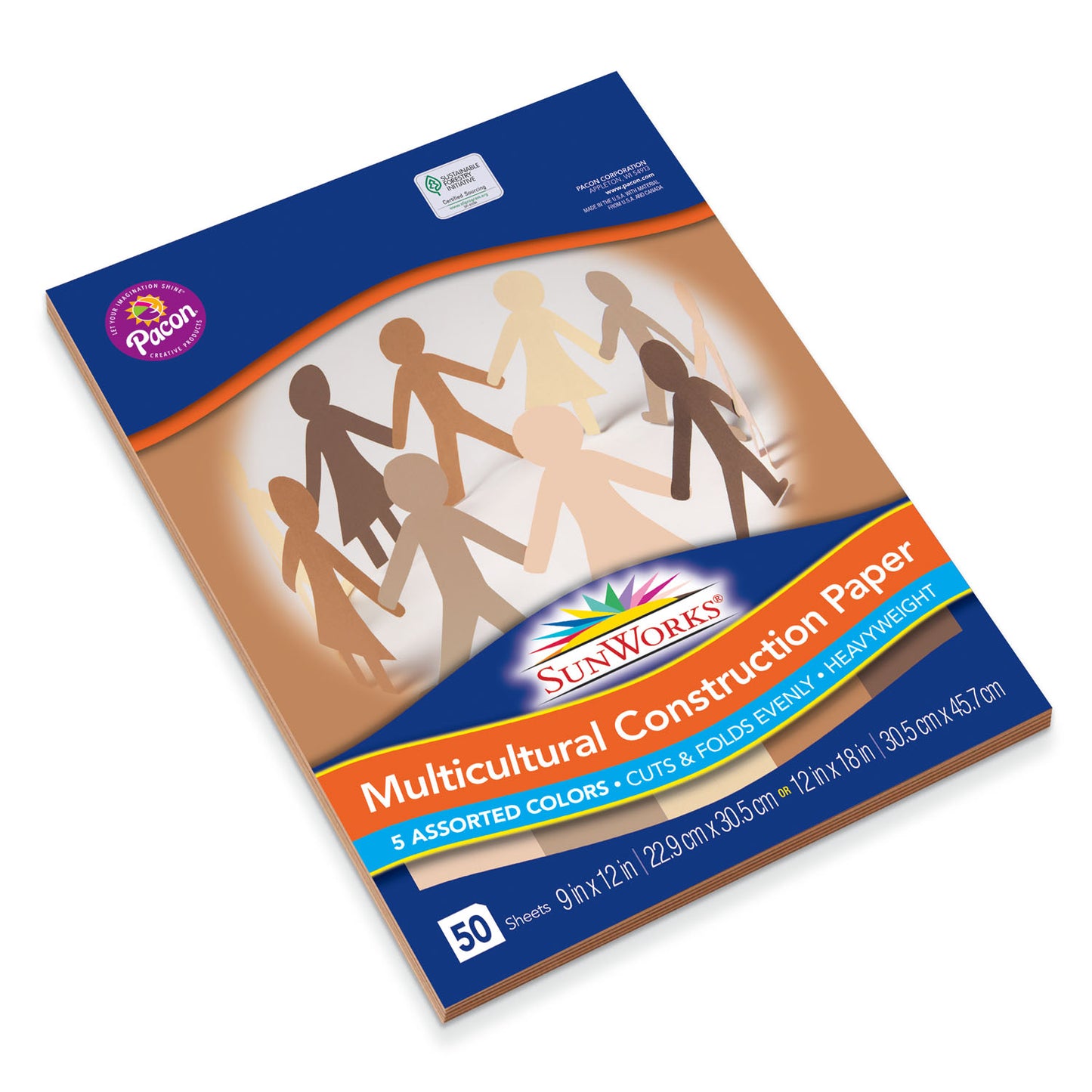 Shades of Me Construction Paper, 5 Assorted Skin Tone Colors, 9" x 12", 50 Sheets