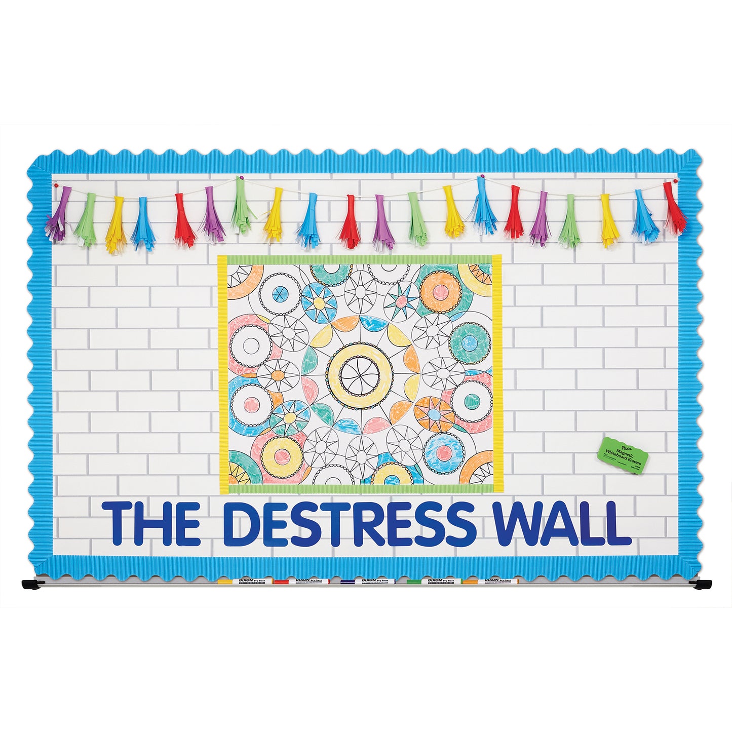 Magnetic Chalk & Whiteboard Eraser, 4 Assorted Colors, 2-1/4" x 4-1/4", 4 Erasers