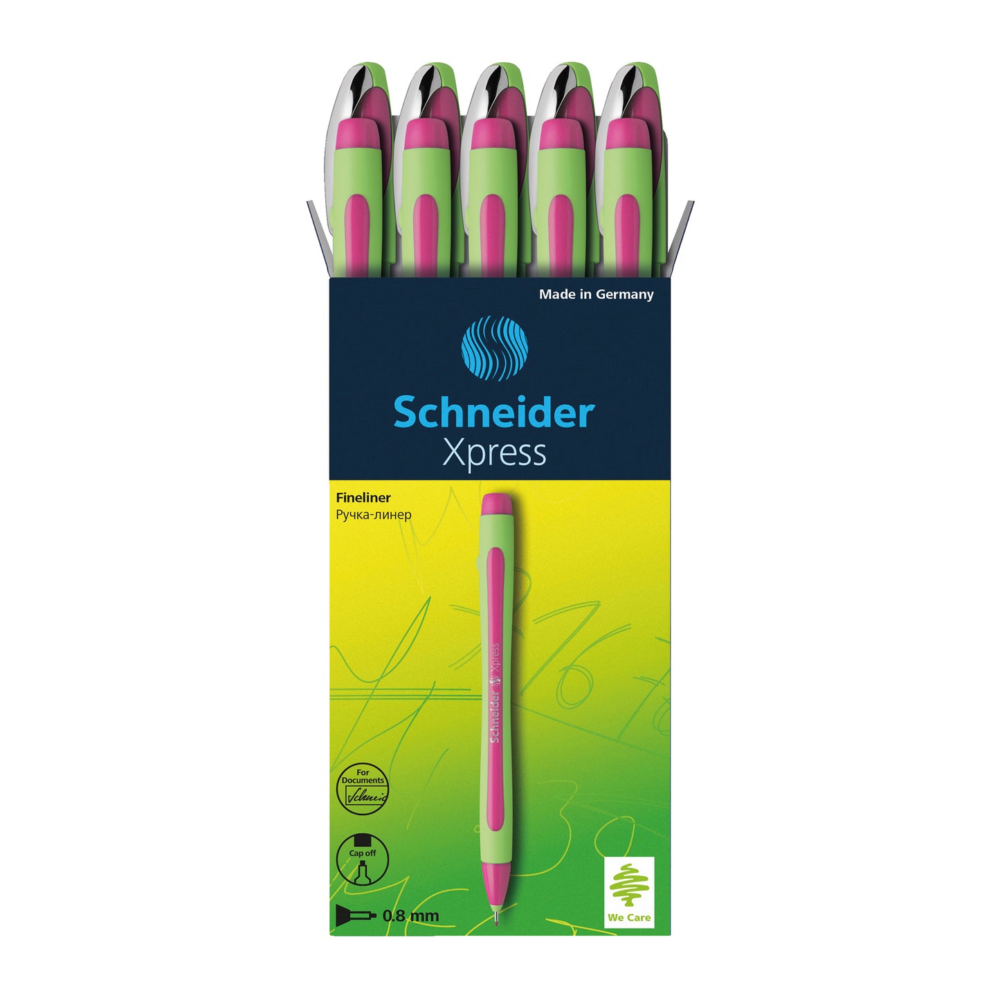 Xpress Premium Fineliner Pen, Fiber Tip, 0.8 mm, Pink Ink, Single Pen