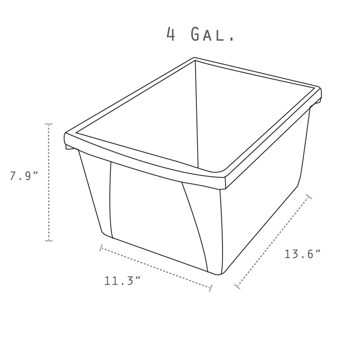 4 Gallon Storage Bin, Blue