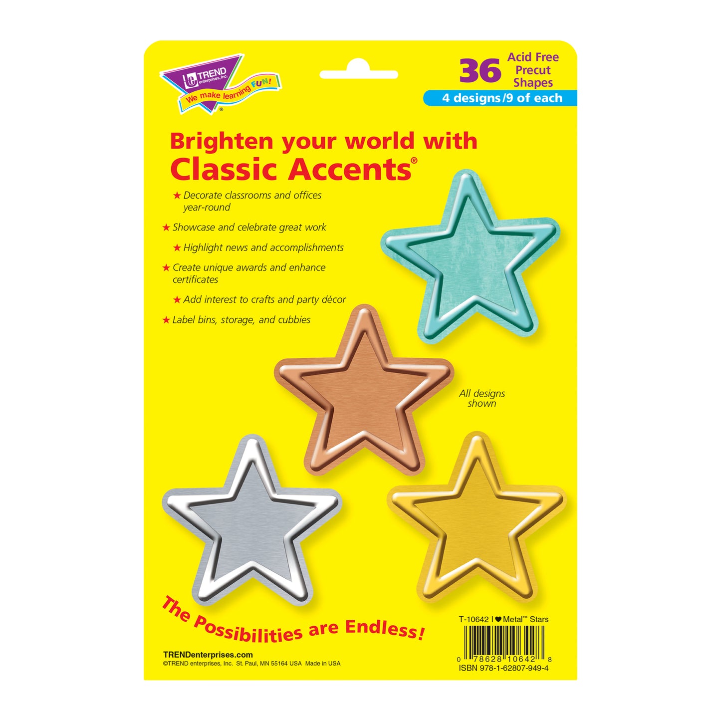 I ♥ Metal™ Stars Classic Accents® Var. Pack, 36 ct