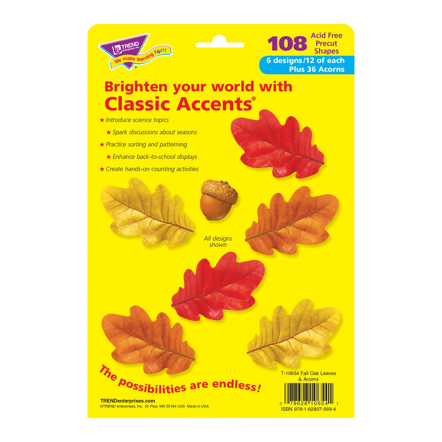 Fall Oak Leaves & Acorns Classic Accents® Var. Pack, 108 ct