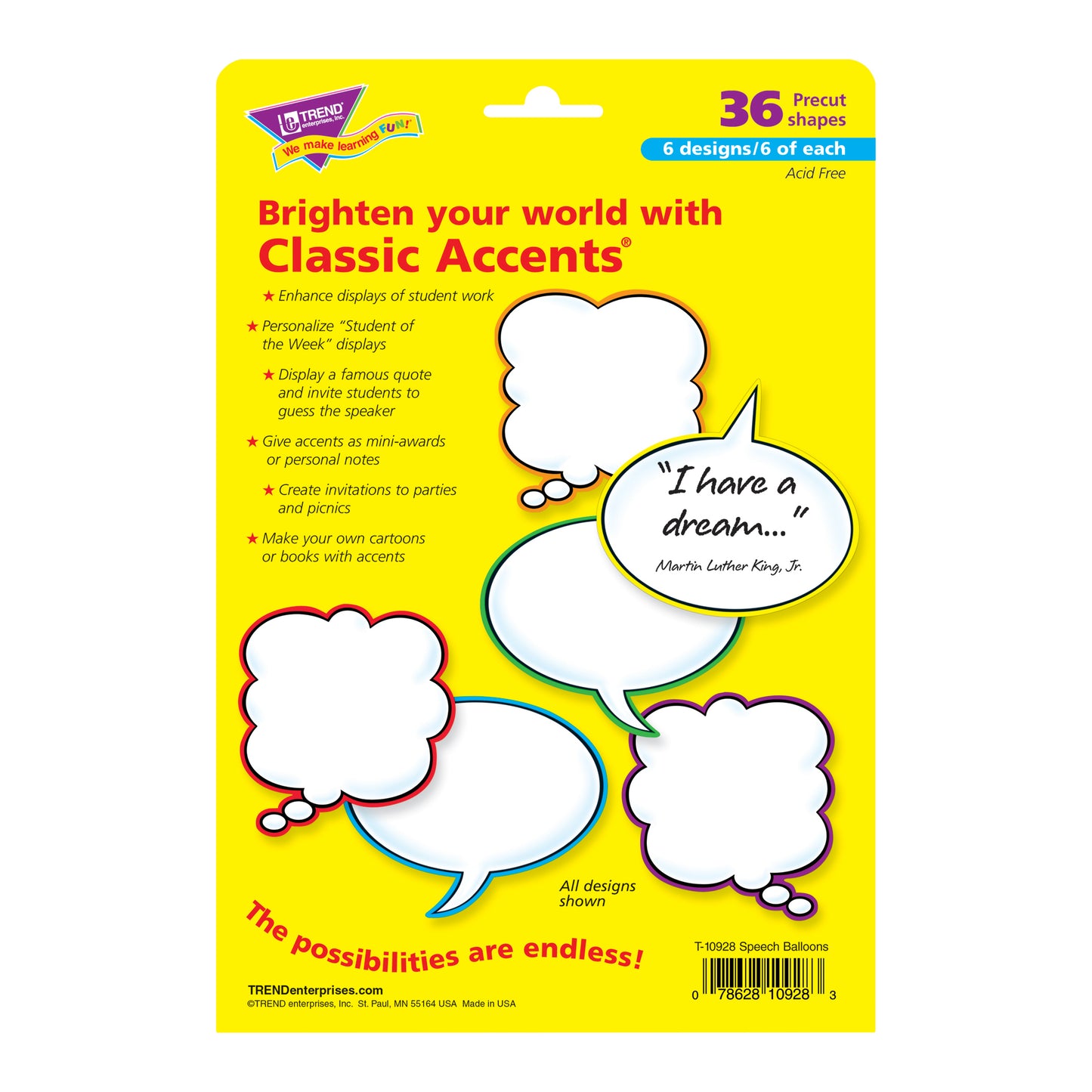 Speech Balloons Classic Accents® Variety Pack, 36 ct