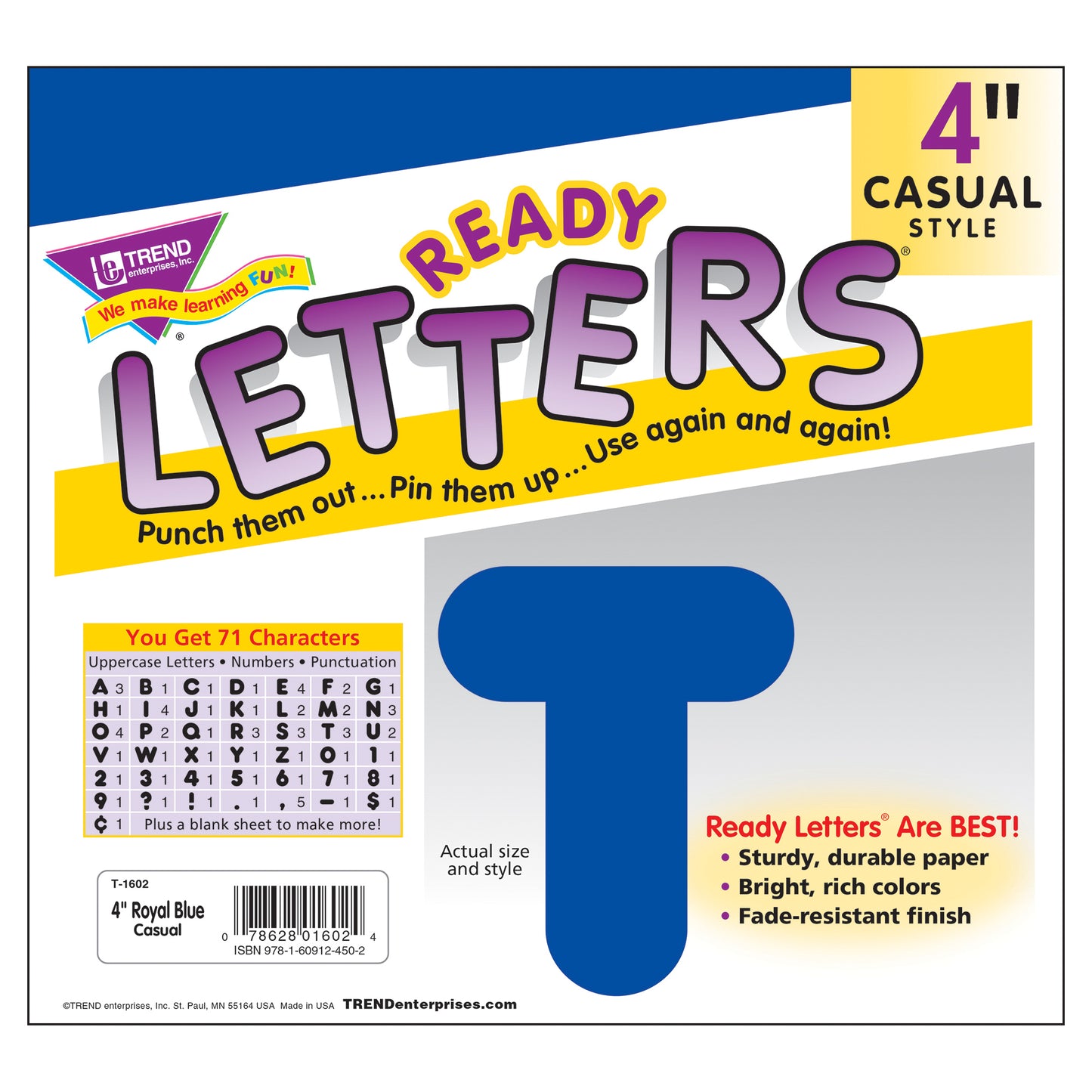 Royal Blue 4" Casual Uppercase Ready Letters®