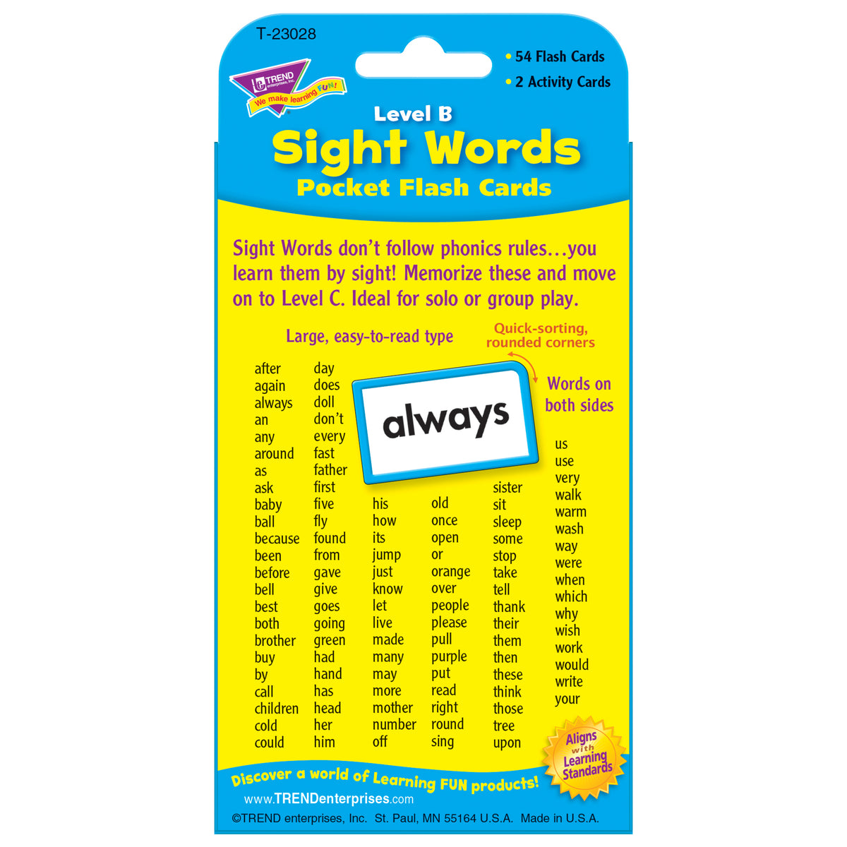 Sight Words β Level B Pocket Flash Cards