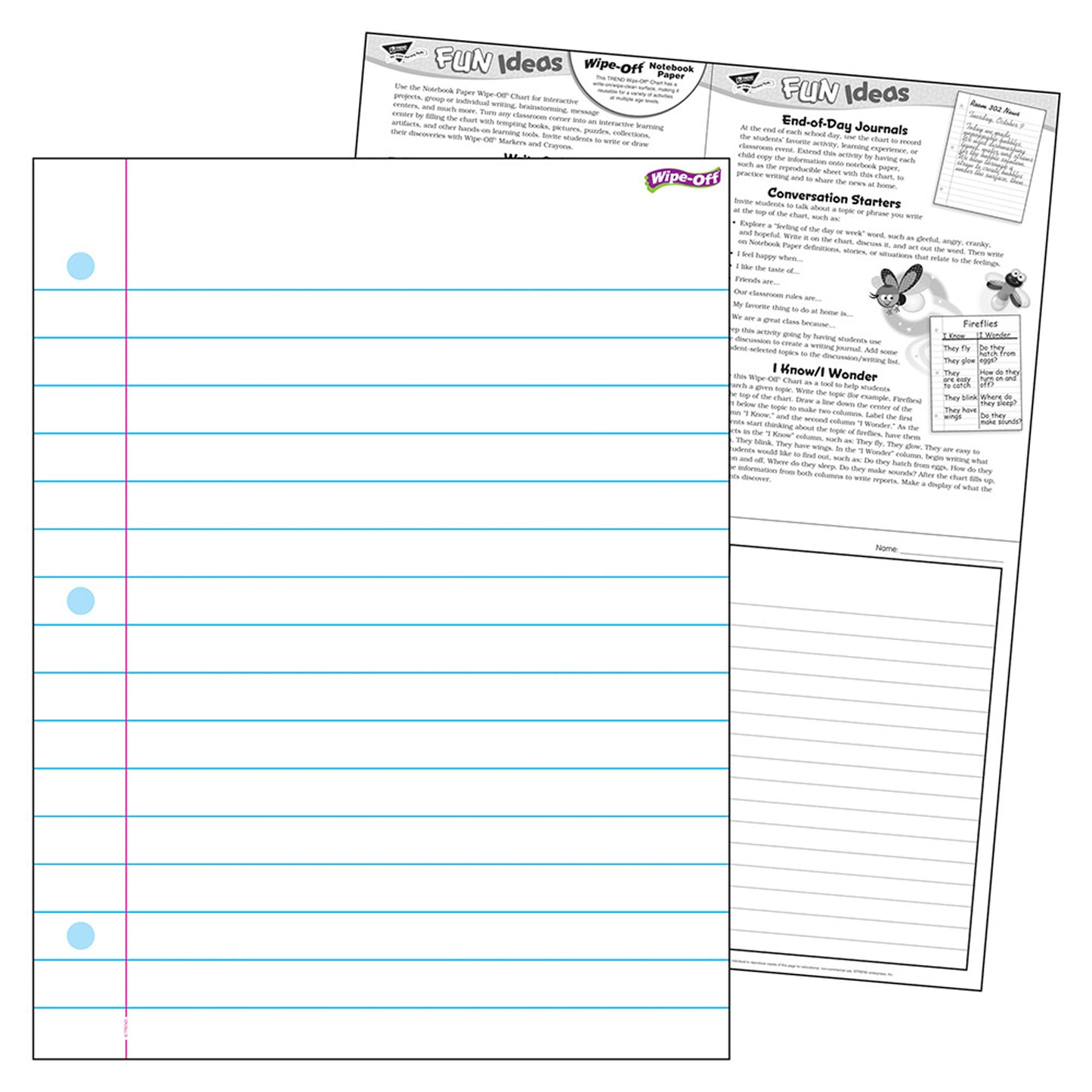 Notebook Paper Wipe-Off® Chart, 17" x 22"
