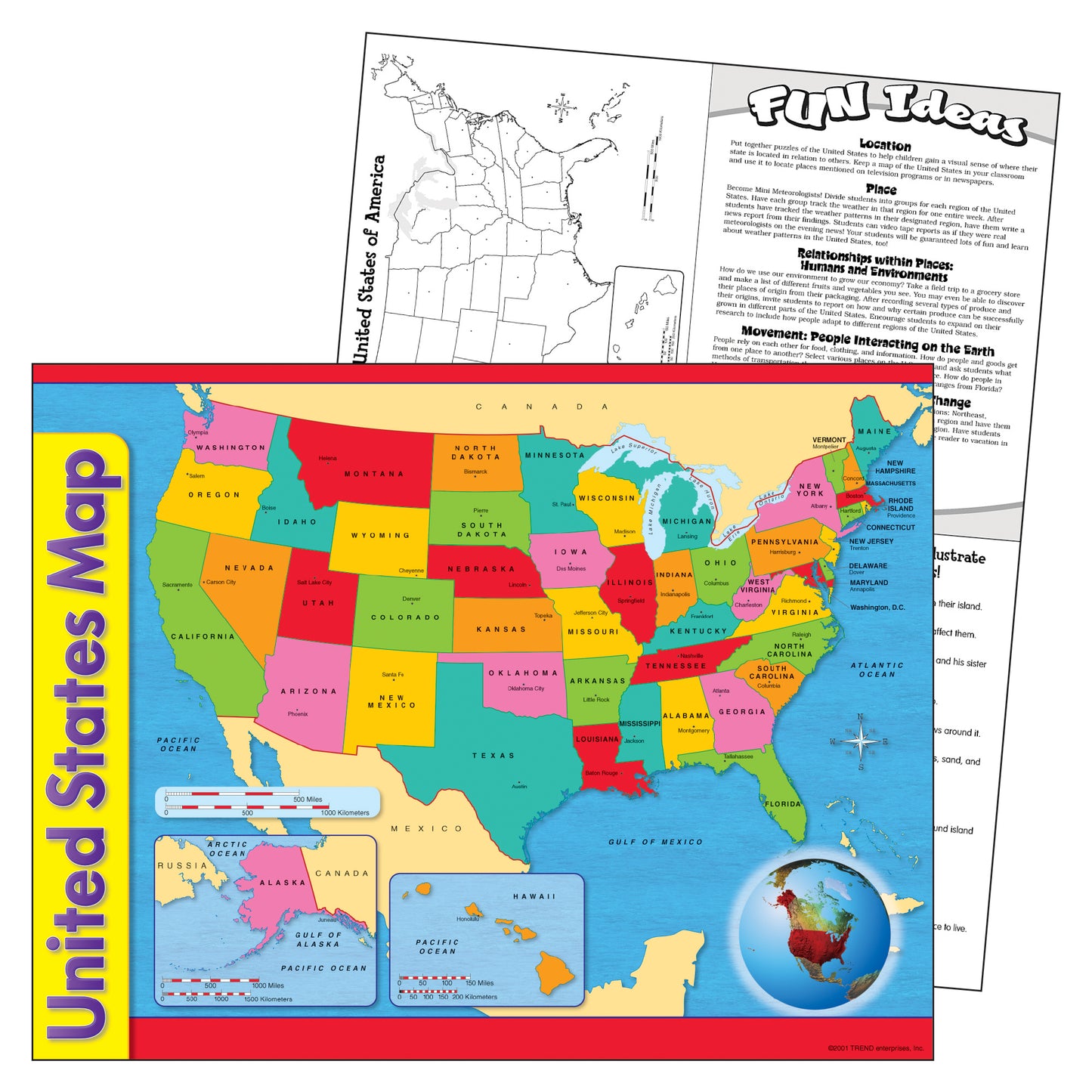United States Map Learning Chart, 17" x 22"