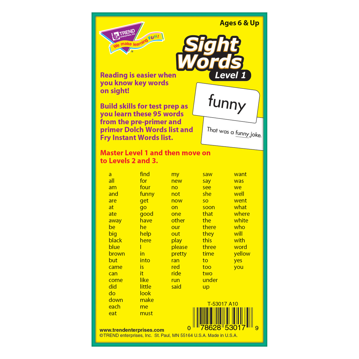 Sight Words β Level 1 Skill Drill Flash Cards