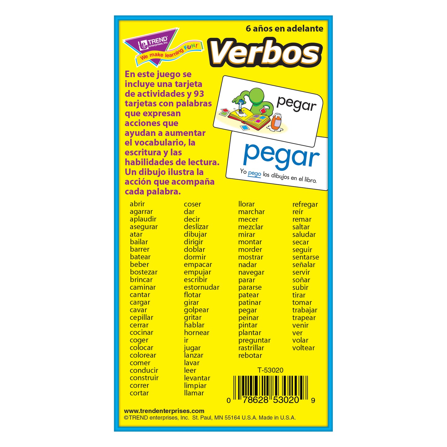Verbos (Spanish Action Words) Skill Drill Flash Cards