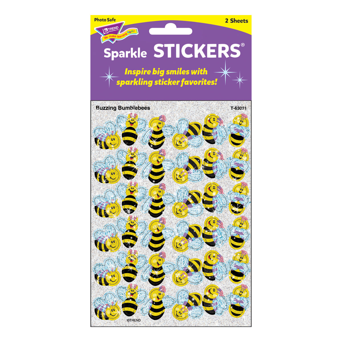 Buzzing Bumblebees Sparkle Stickers®, 72 Per Pack, 12 Packs
