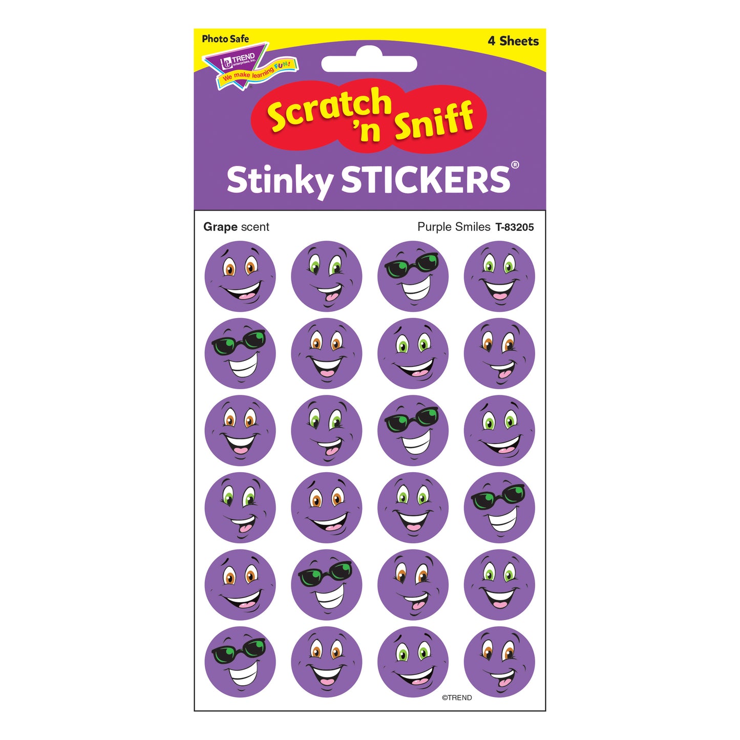 Purple Smiles/Grape Stinky Stickers®, 96 ct.