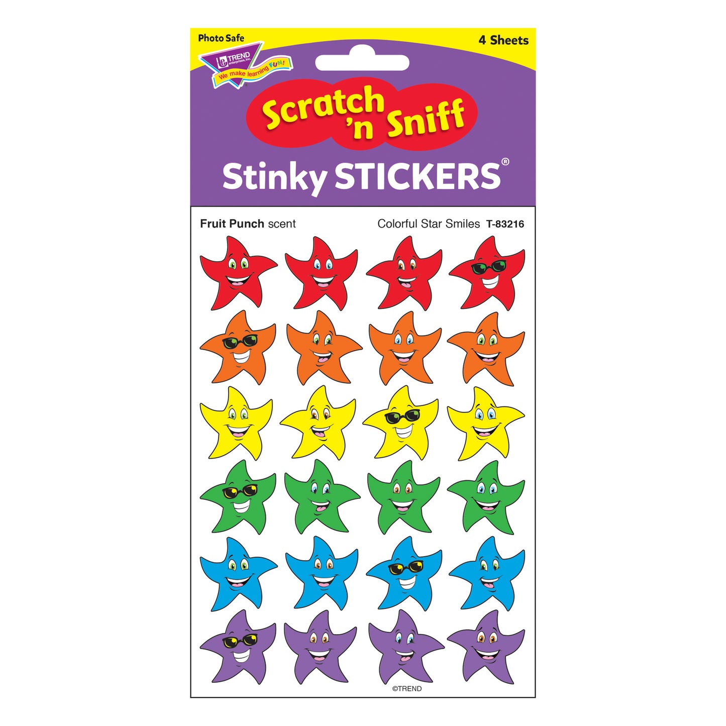 Colorful Star Smiles/Fruit Punch Stinky Stickers®, 96 ct.