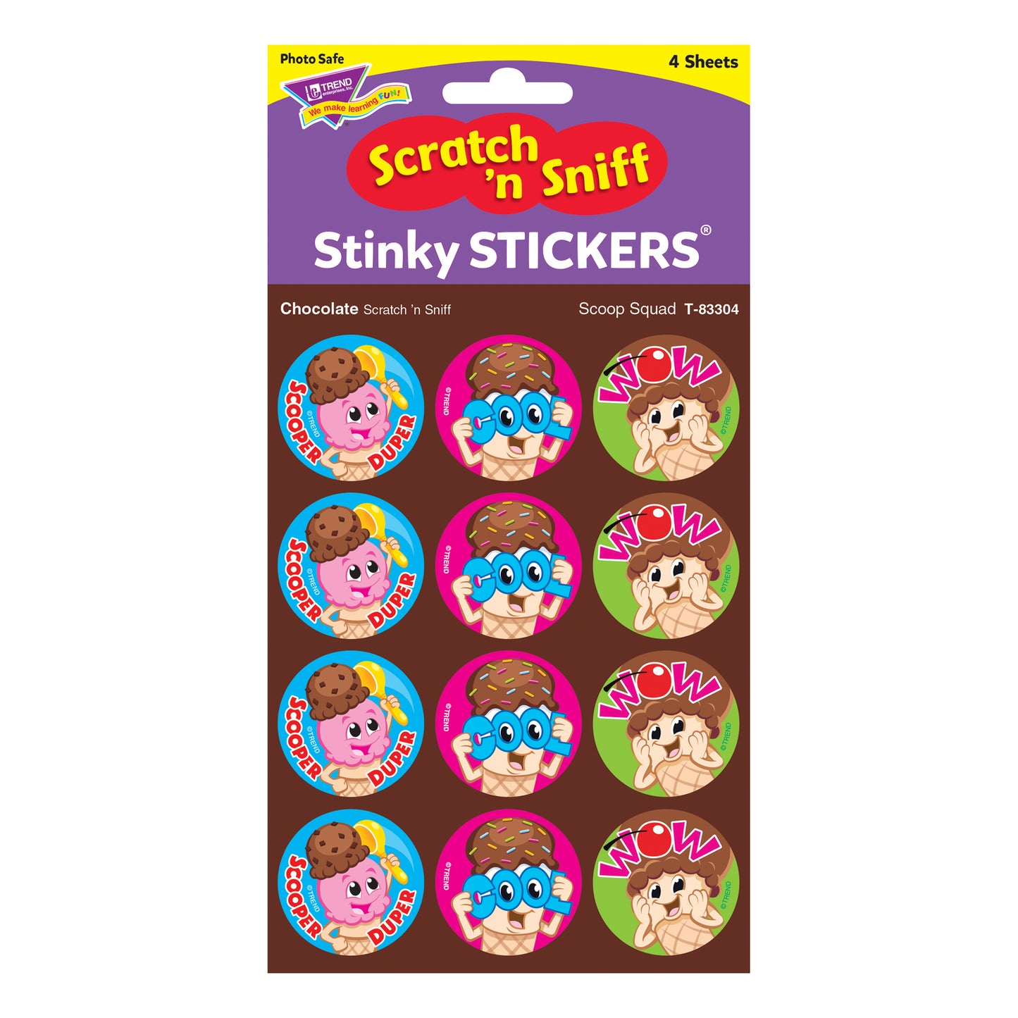 Scoop Squad/Chocolate Stinky Stickers®, 48 Count