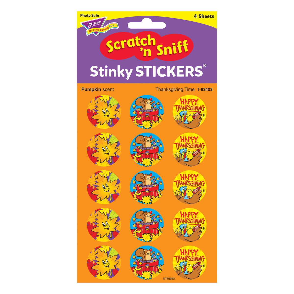 Thanksgiving Time/Pumpkin Stinky Stickers®, 60 ct.