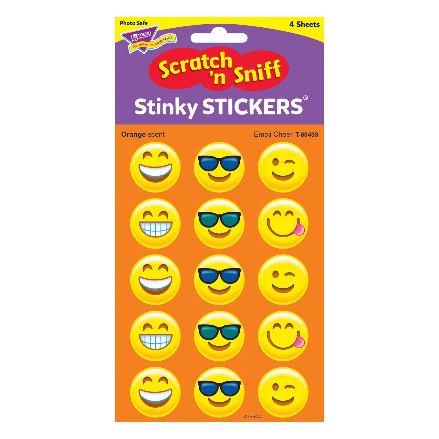 Emoji Cheer/Orange Stinky Stickers®, 60 ct.