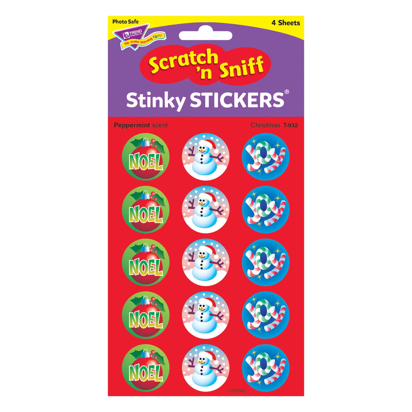 Christmas/Peppermint Stinky Stickers®, 60 ct.