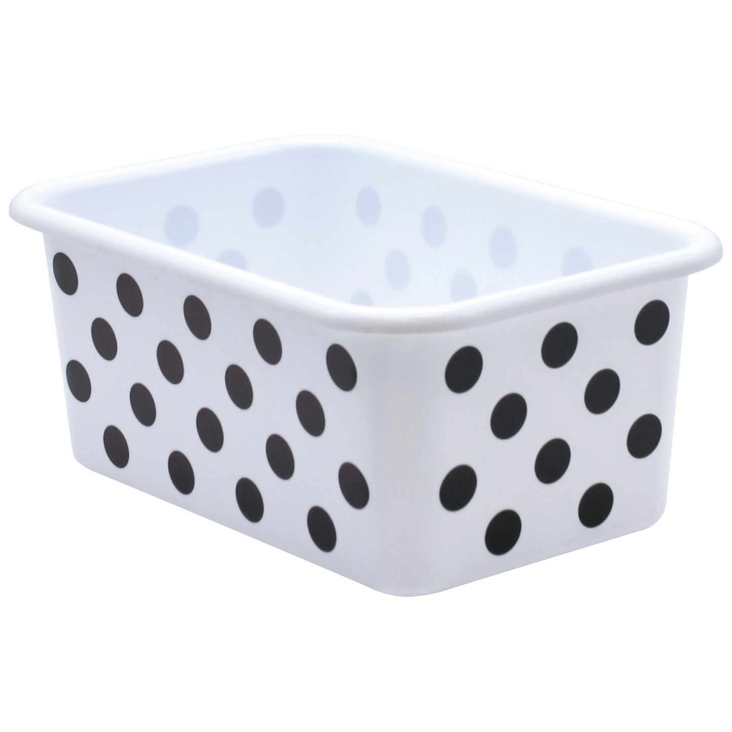 Black Polka Dots on White Small Plastic Storage Bin