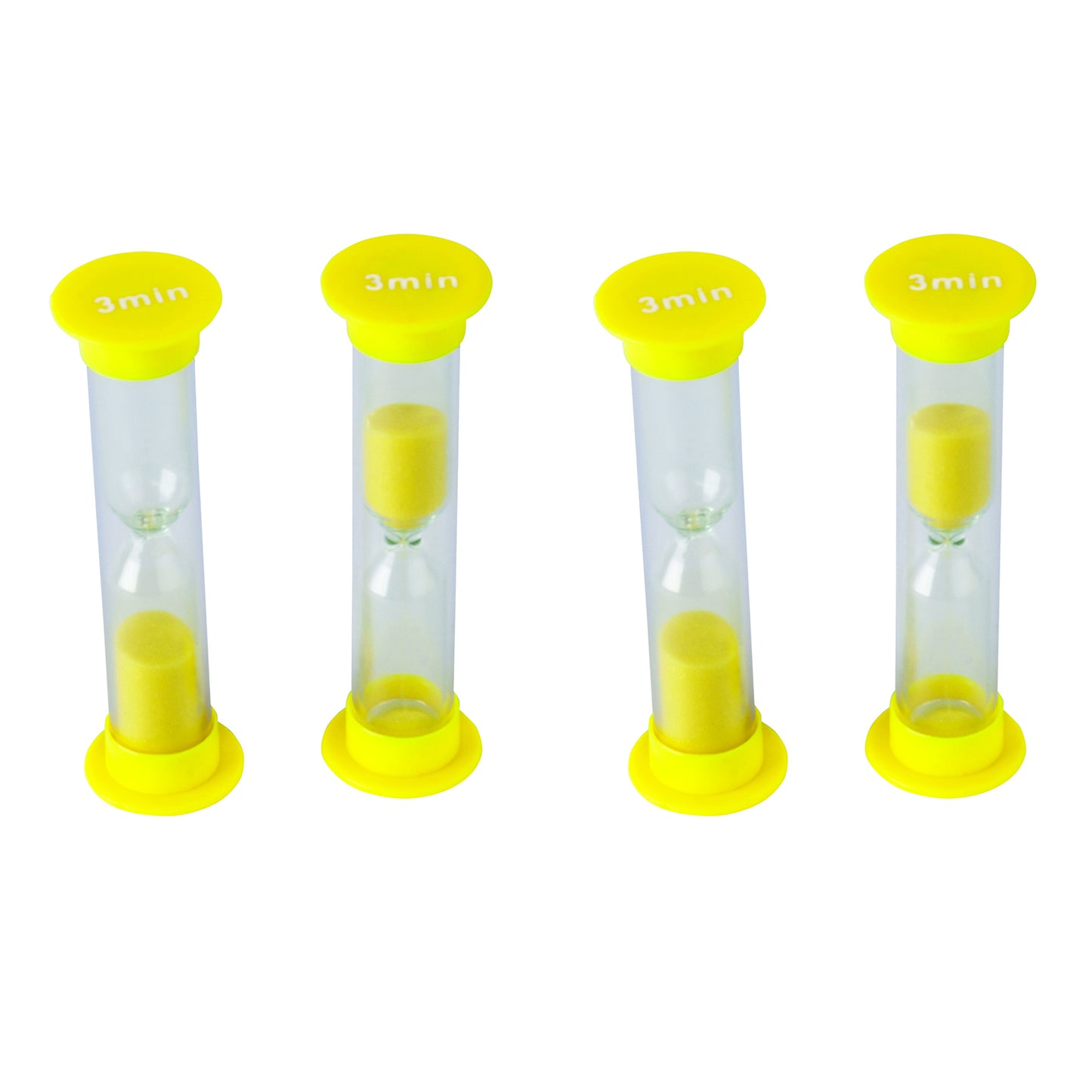 3 Minute Sand Timers - Small, Yellow, Pack of 4