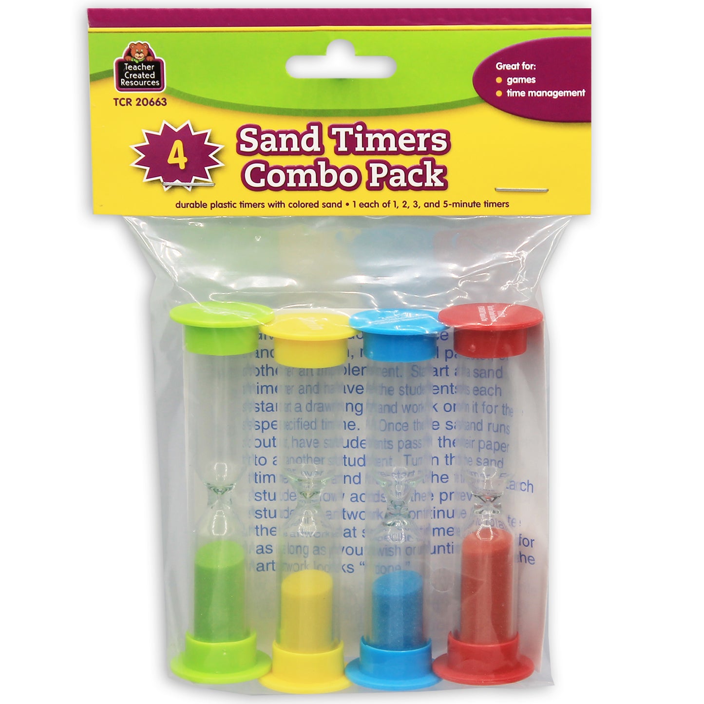Small Sand Timers Combo Pack, Pack of 4