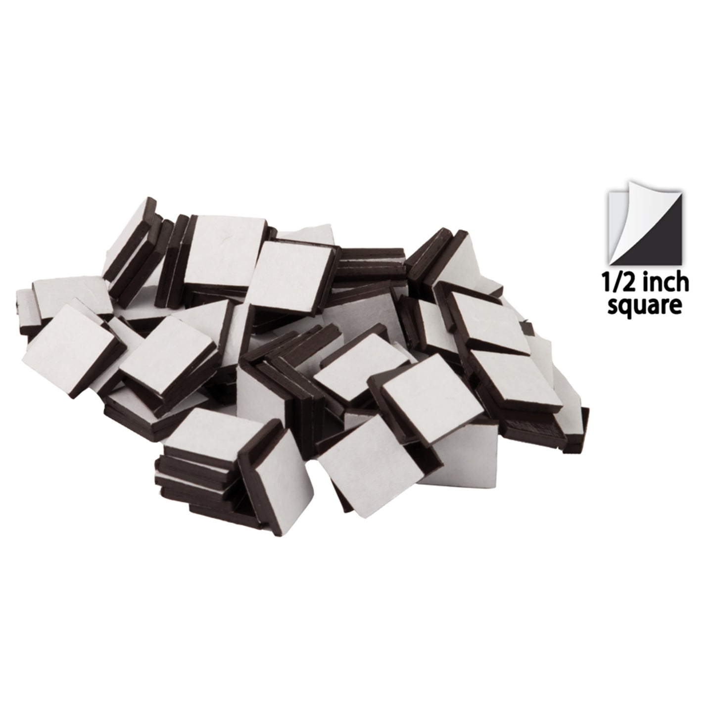 Adhesive Magnetic Squares, 1/2" sq, Pack of 100