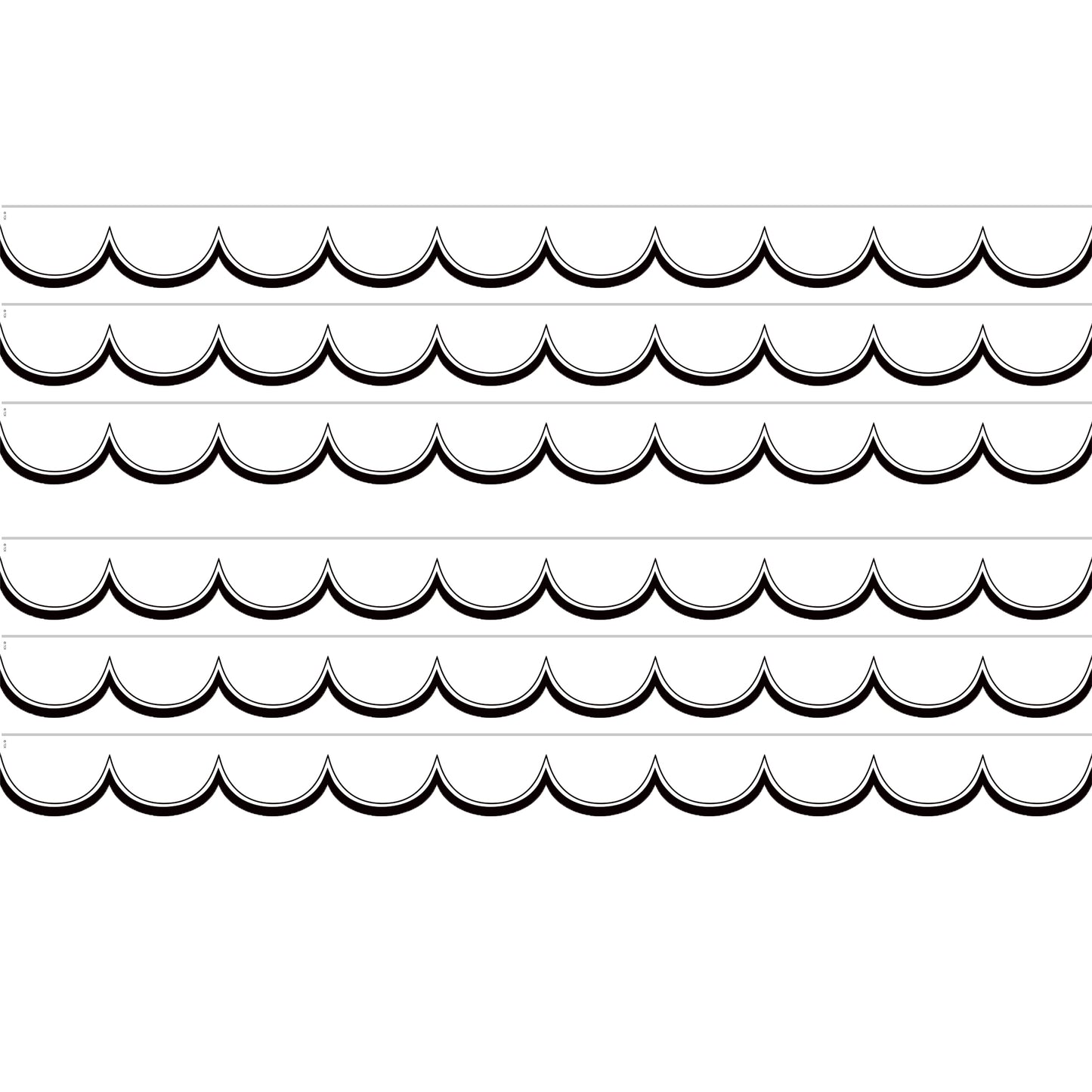 White with Black Scalloped Die-Cut Border Trim, 35 Feet Per Pack, 6 Packs
