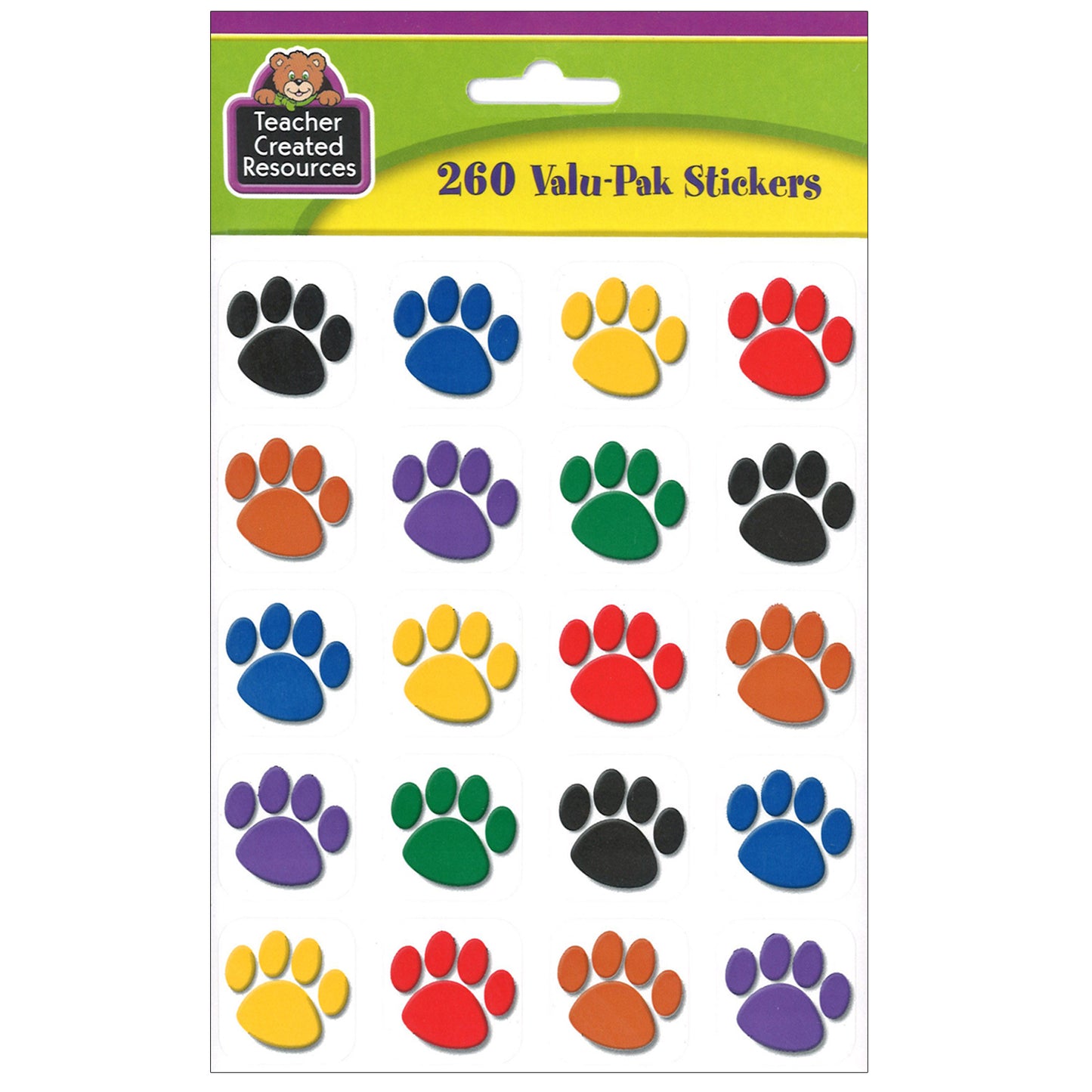 Colorful Paw Print Stickers Valu-Pak (260 pieces)