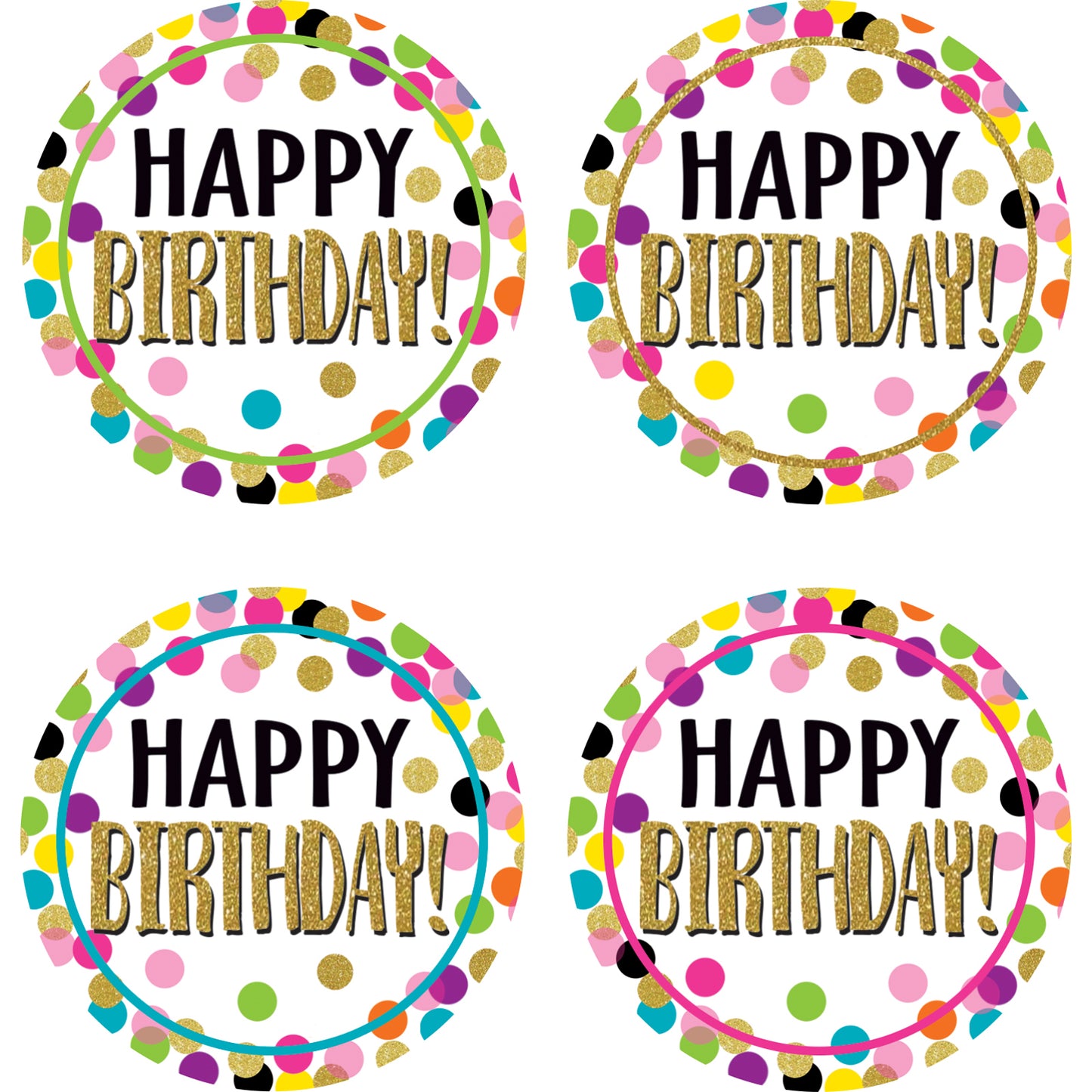 Confetti Happy Birthday Wear ’Em Badges, Pack of 32