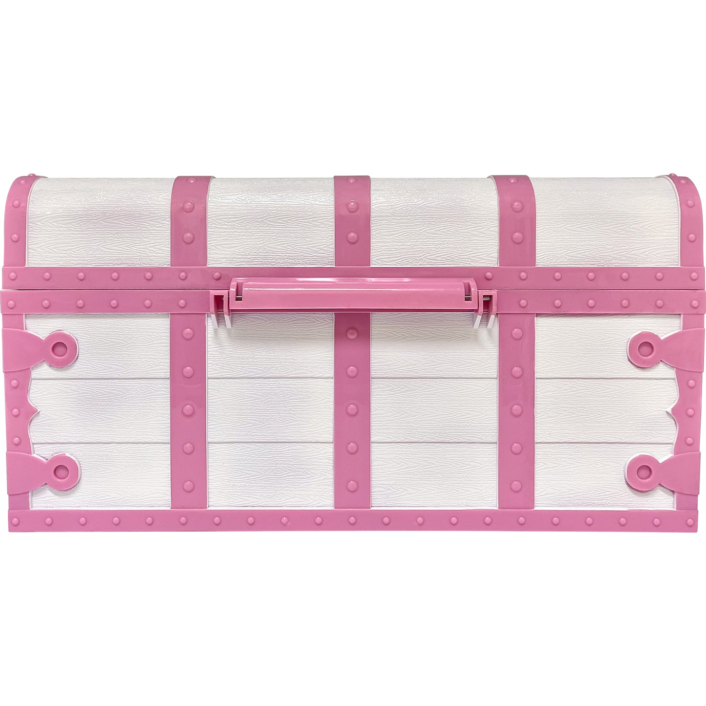 Treasure Chest with Lock & Key, Pink & White