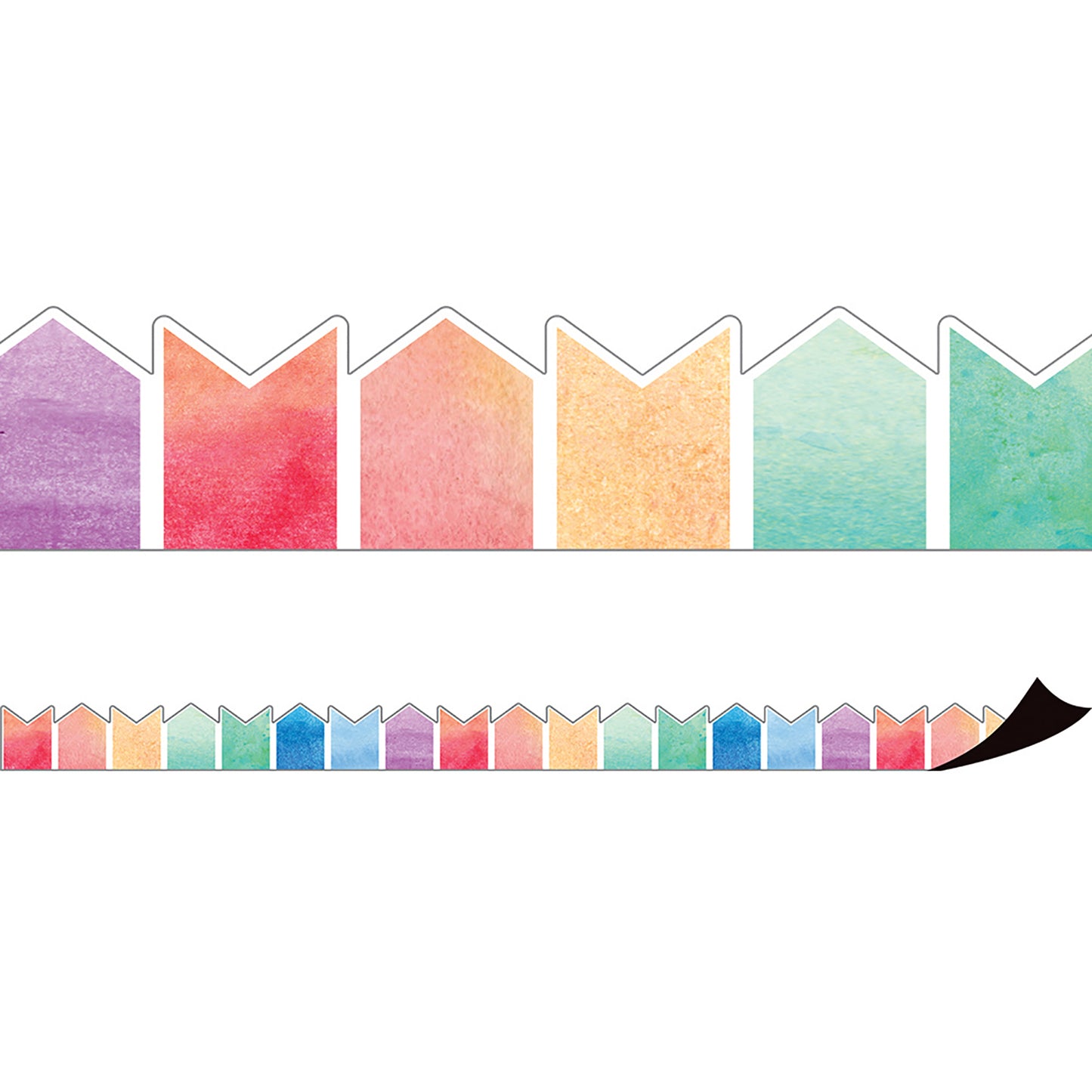 Watercolor Pennants Magnetic Border, 24 Feet