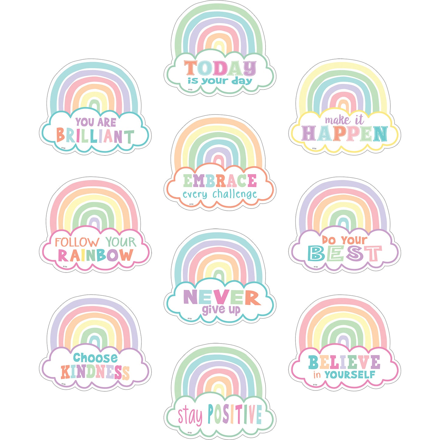 Pastel Pop Positive Sayings Accents, 30 Per Pack, 3 Packs