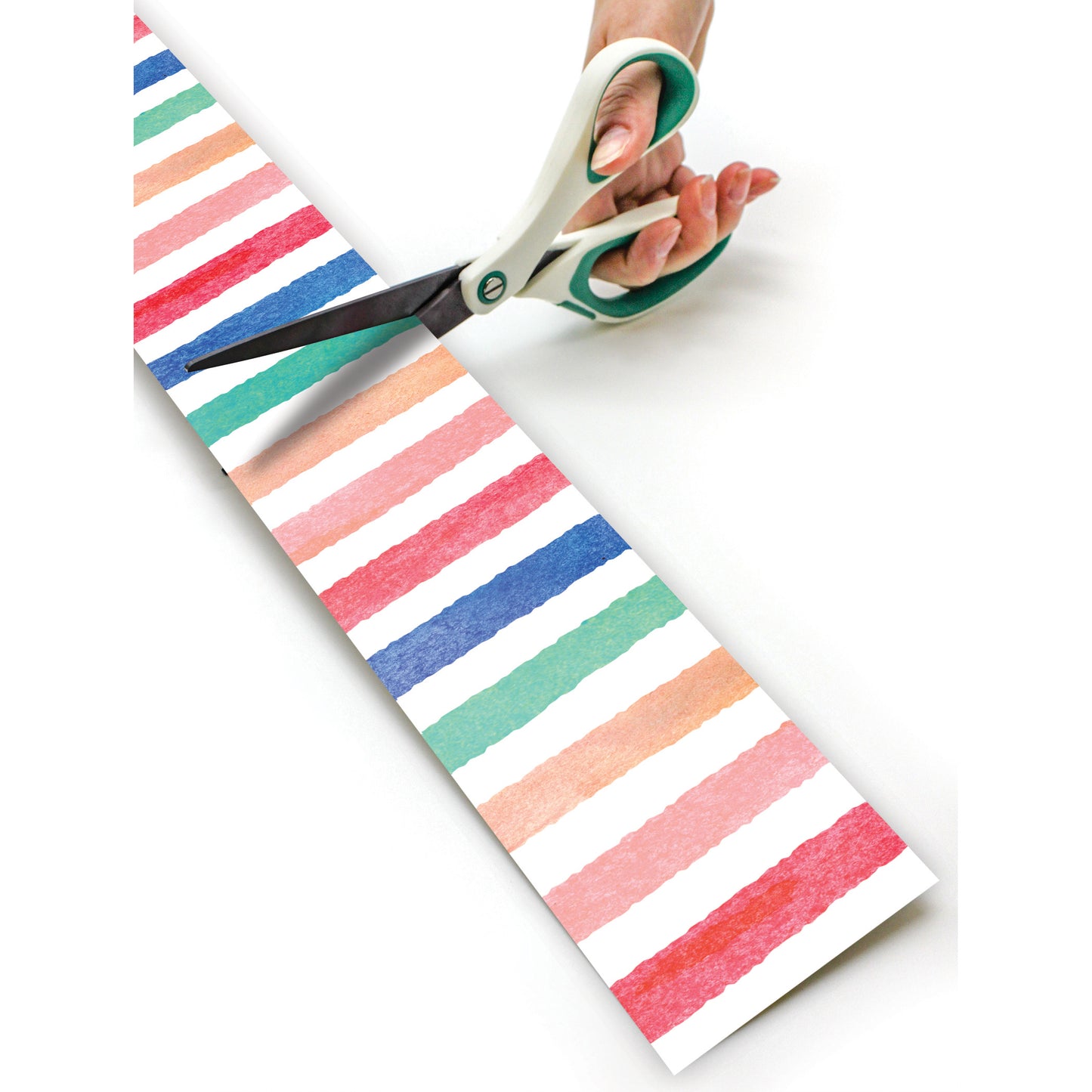 Watercolor Stripes Straight Rolled Border Trim, 50 Feet