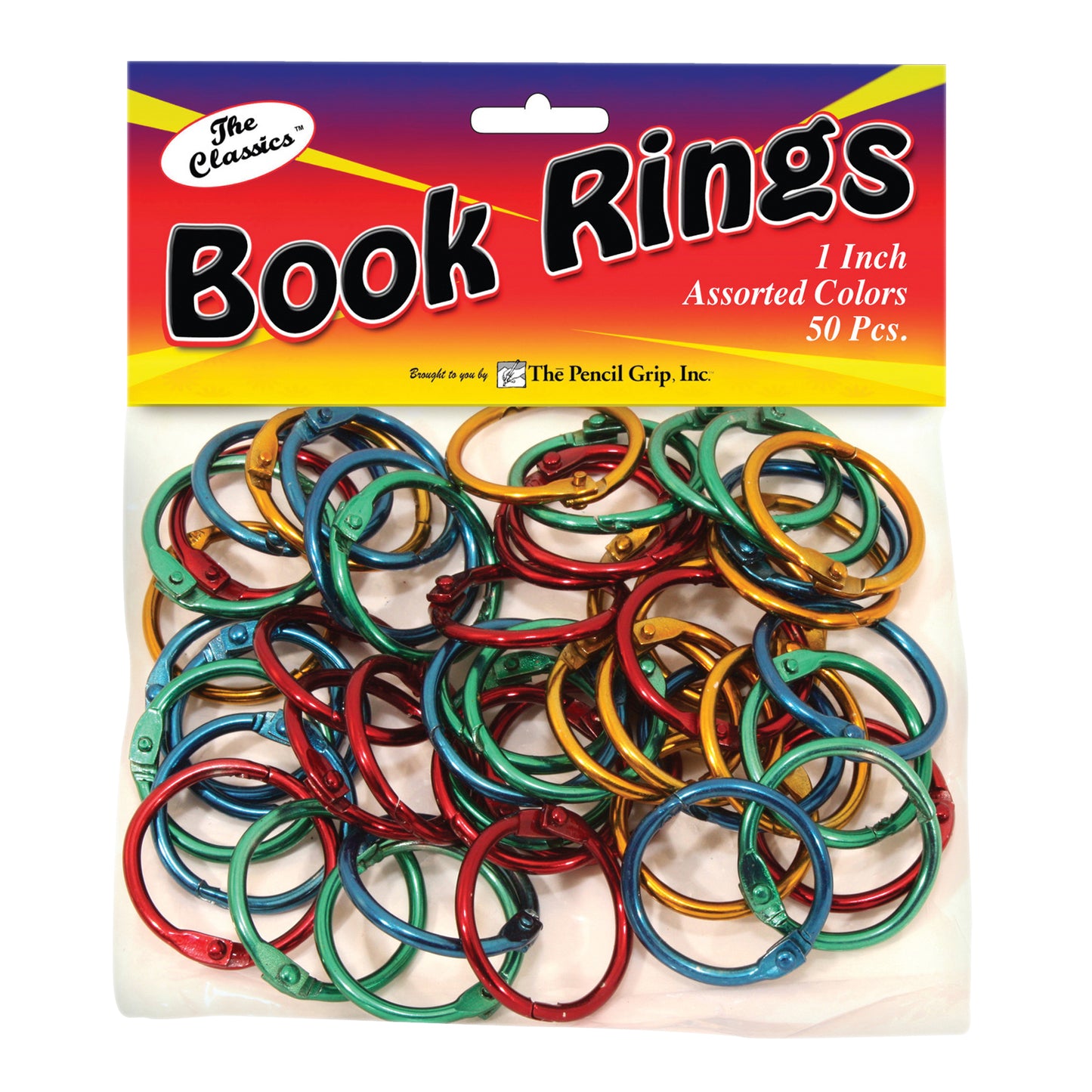 Book Rings, Assorted Colors, Pack of 50