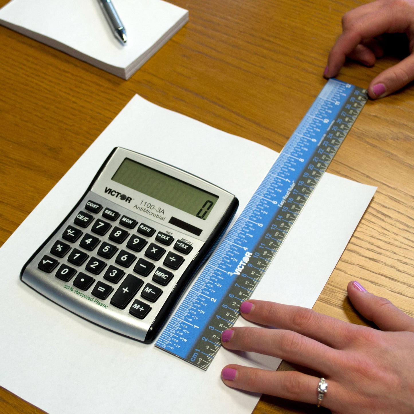 Easy Read™ Ruler, Stainless Steel, Blue/Black, 12"